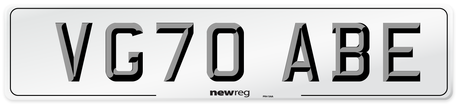 VG70 ABE Number Plate from New Reg
